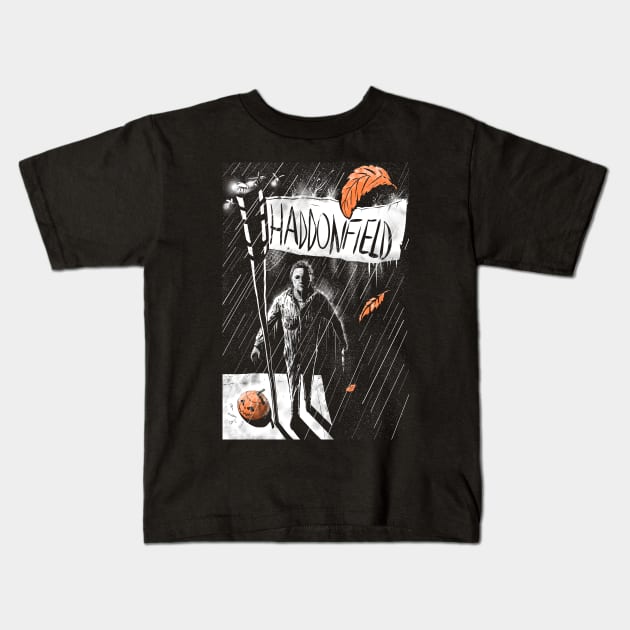 Halloween Haddonfield Kids T-Shirt by DougSQ